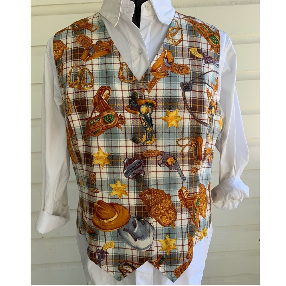 Mario Rosella Vintage Western Silk Vest Sz 6 or M